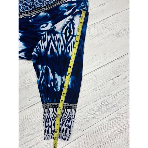 Jones New York Womens 2X Blue & White Printed Tunic Top With Tassel Tie Neckline - Picture 7 of 16